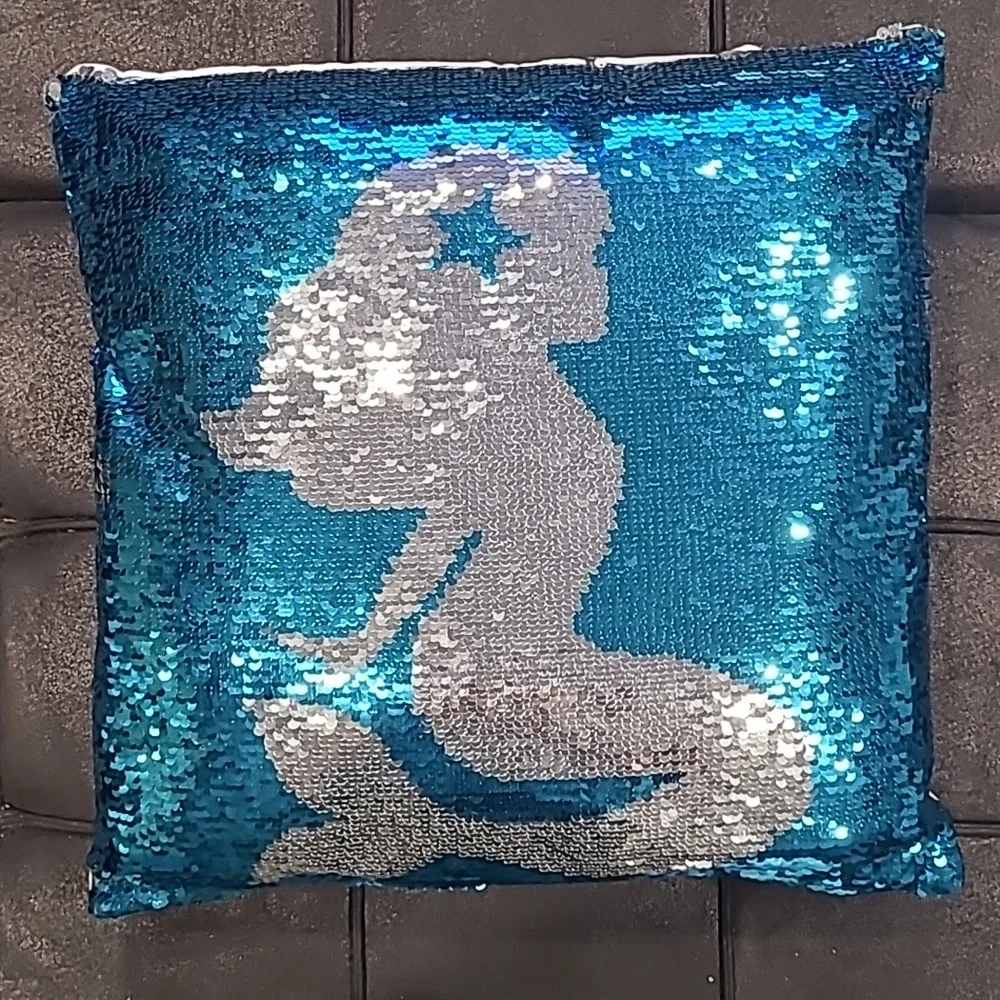 Mermaid Reversible Sequin Pillow NWT